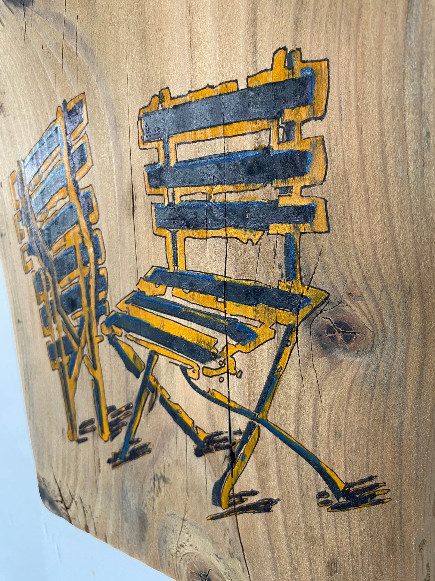 Orange folding chairs