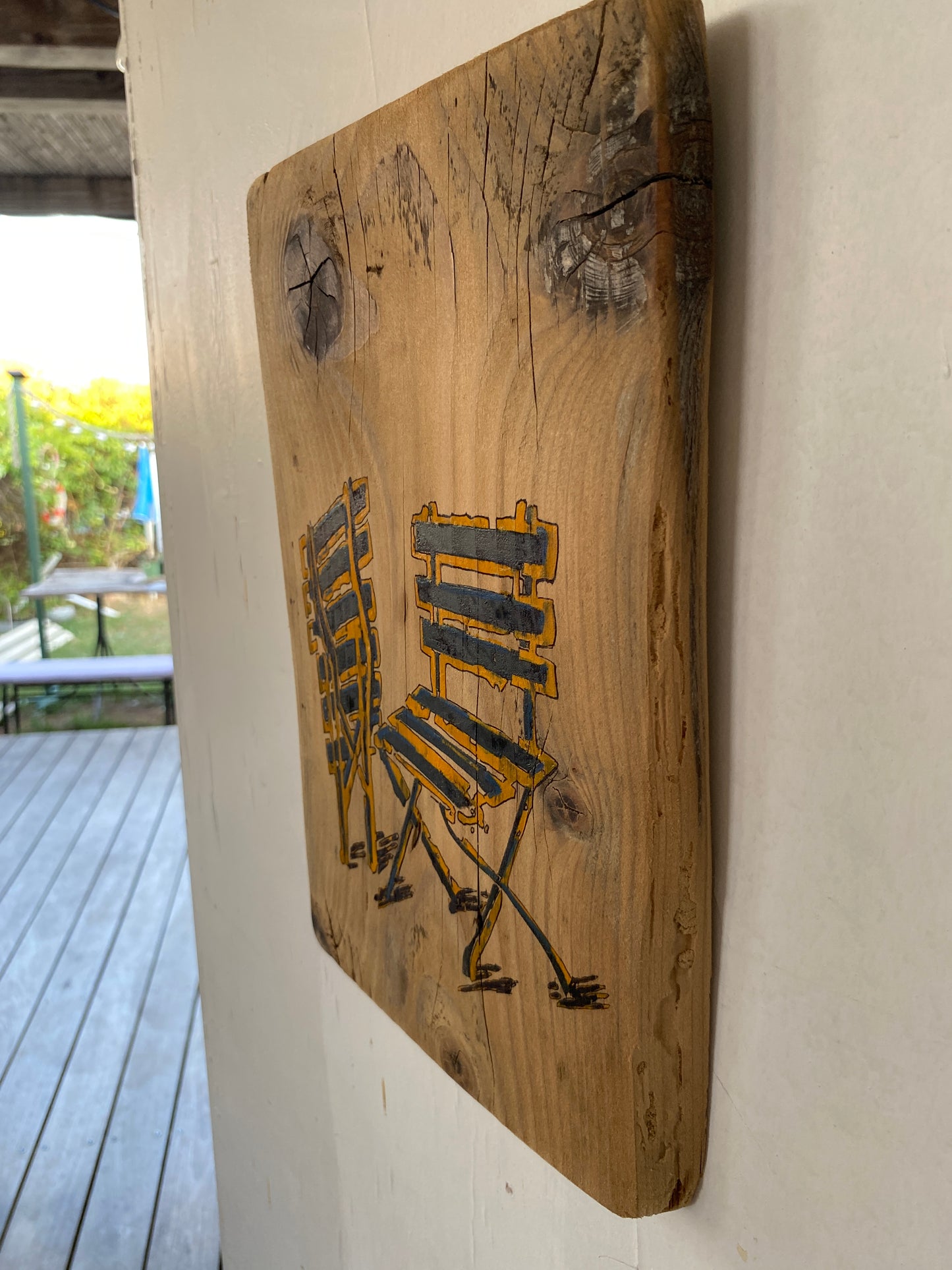 Orange folding chairs