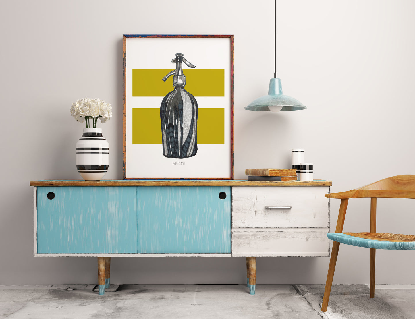 vintage soda bottle - mustard