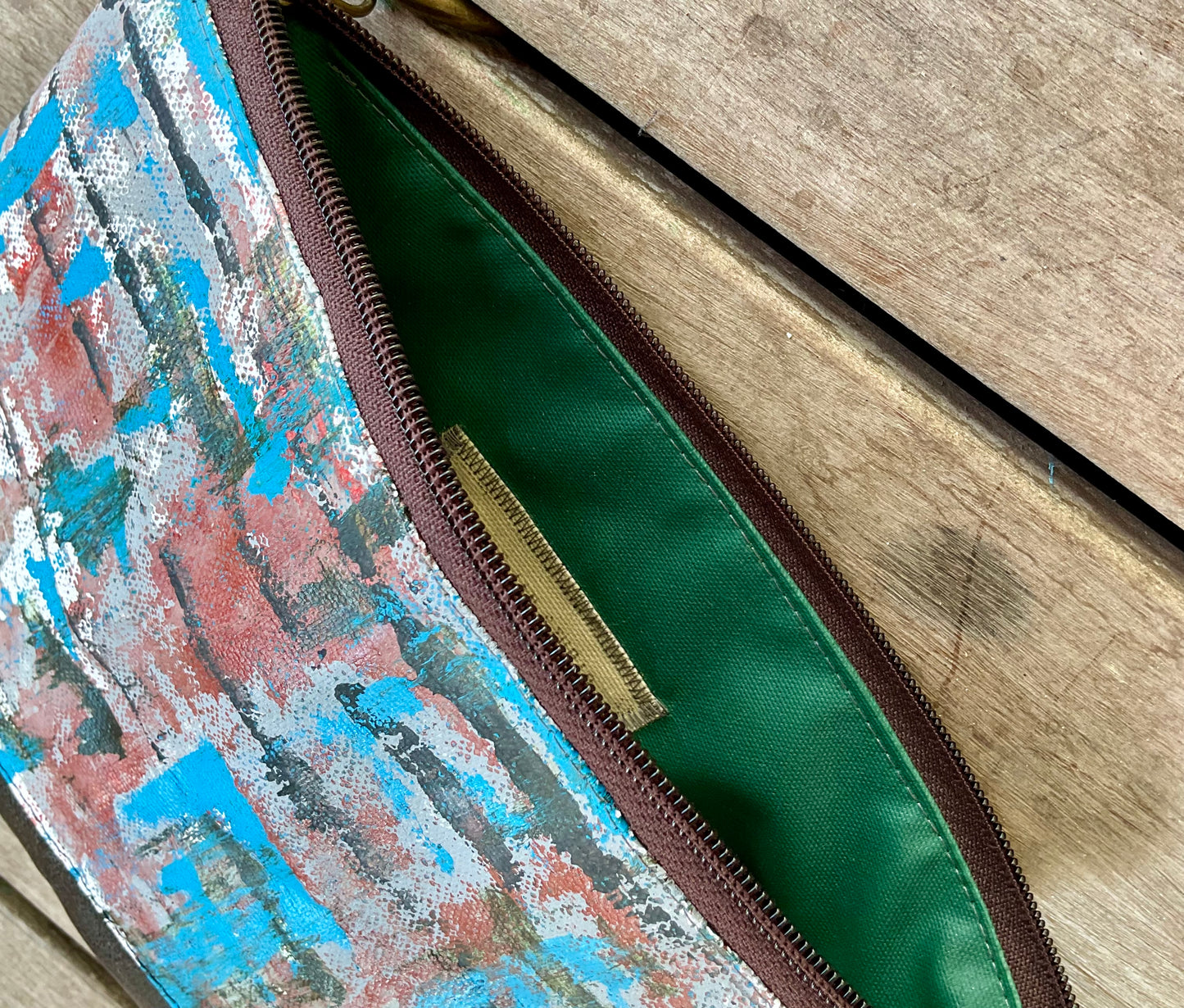 Hand crafted vegan clutch