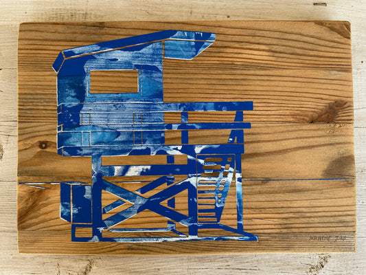 Lifeguard tower blue and white