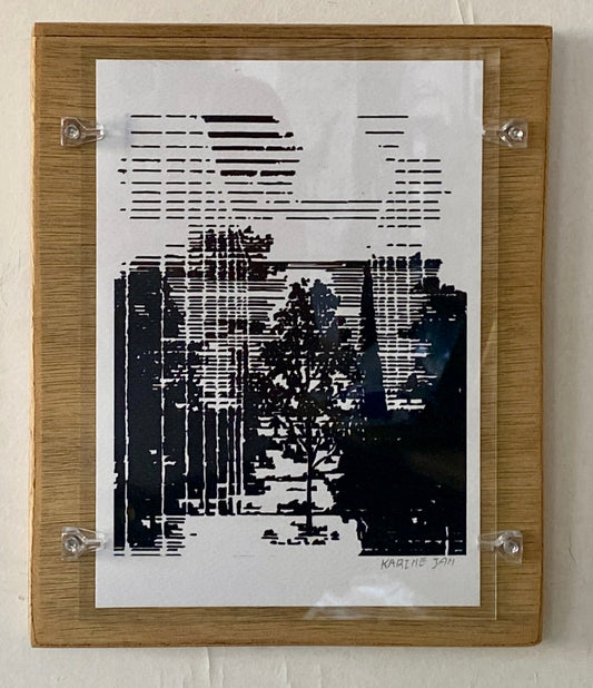 Barcode tree on wood