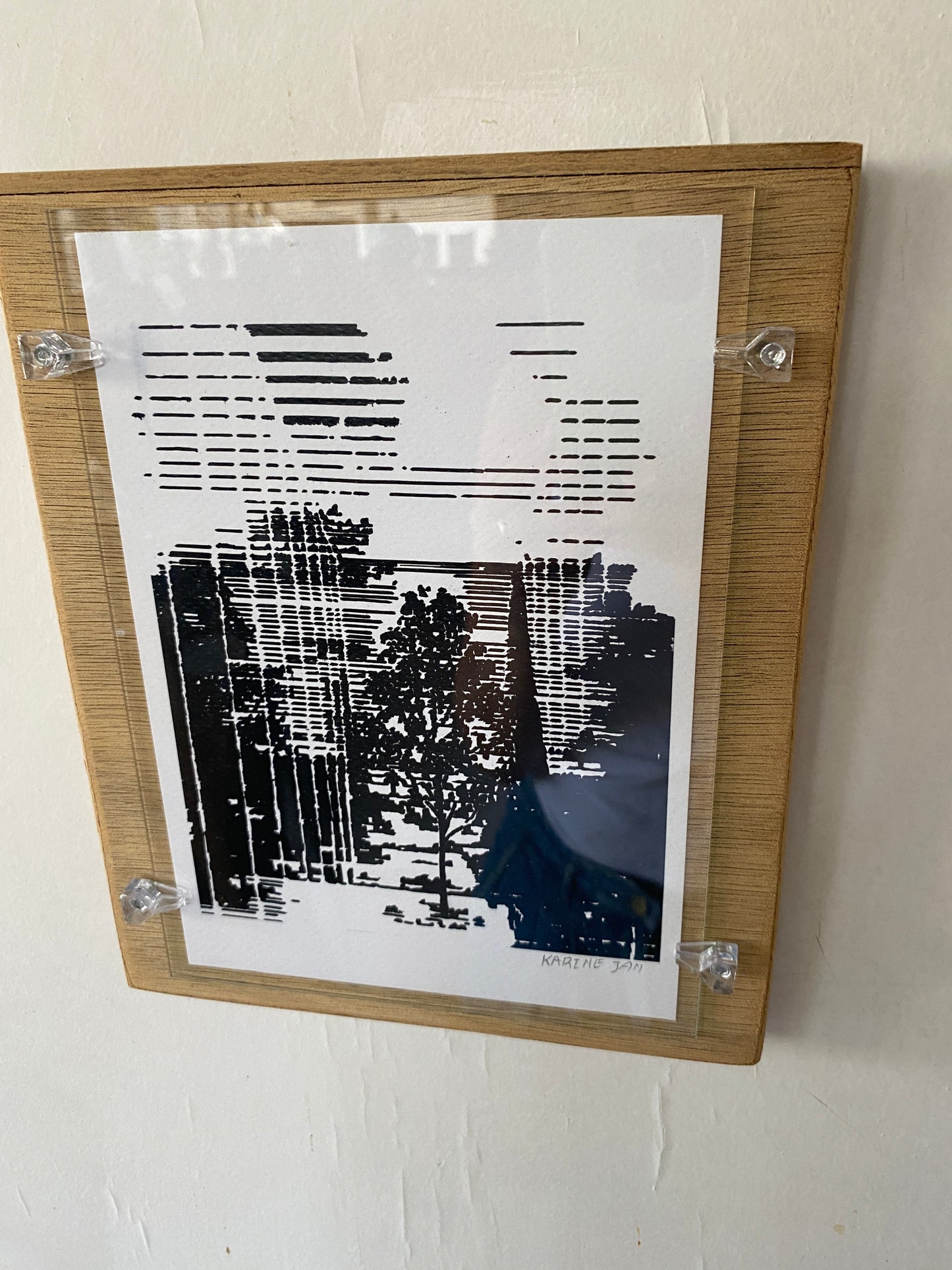 Barcode tree on wood
