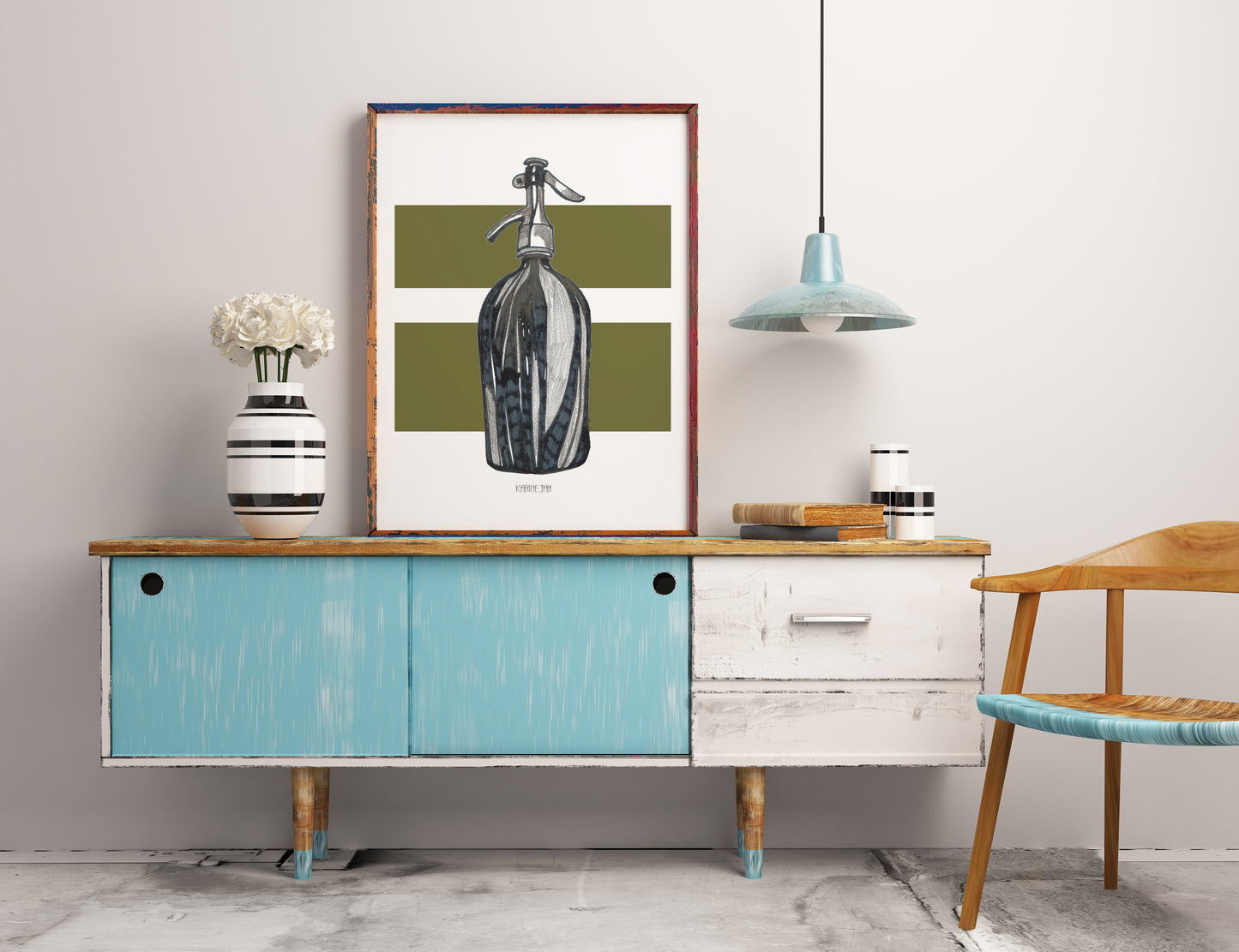 vintage soda bottle - olive green