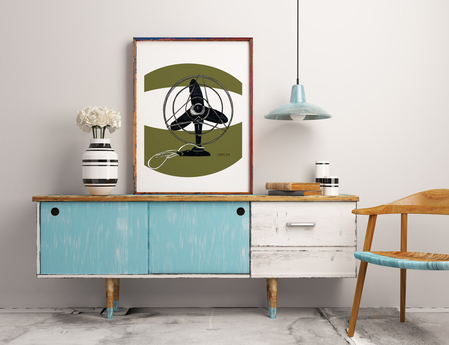 Vintage Fan - olive green