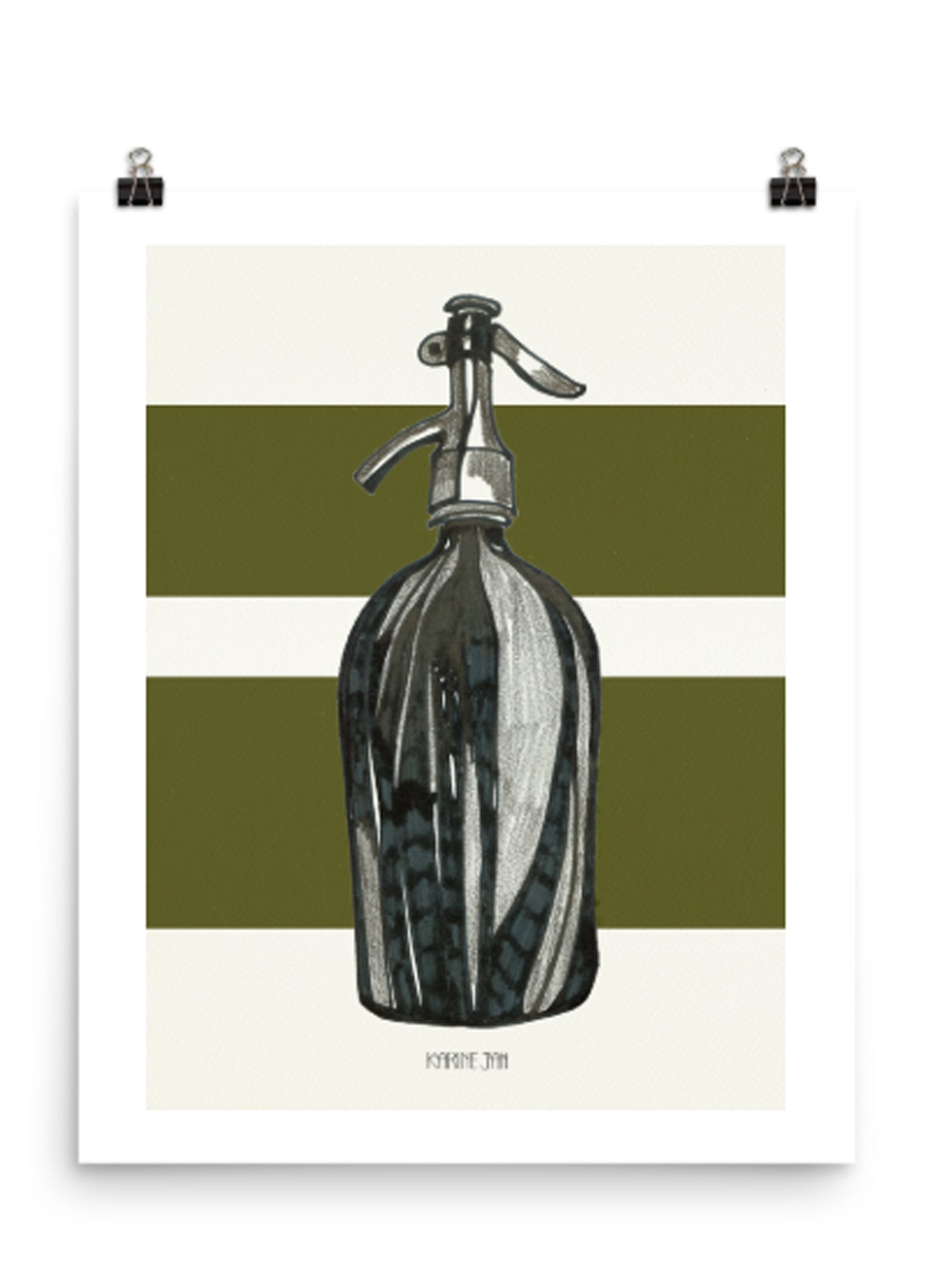 vintage soda bottle - olive green