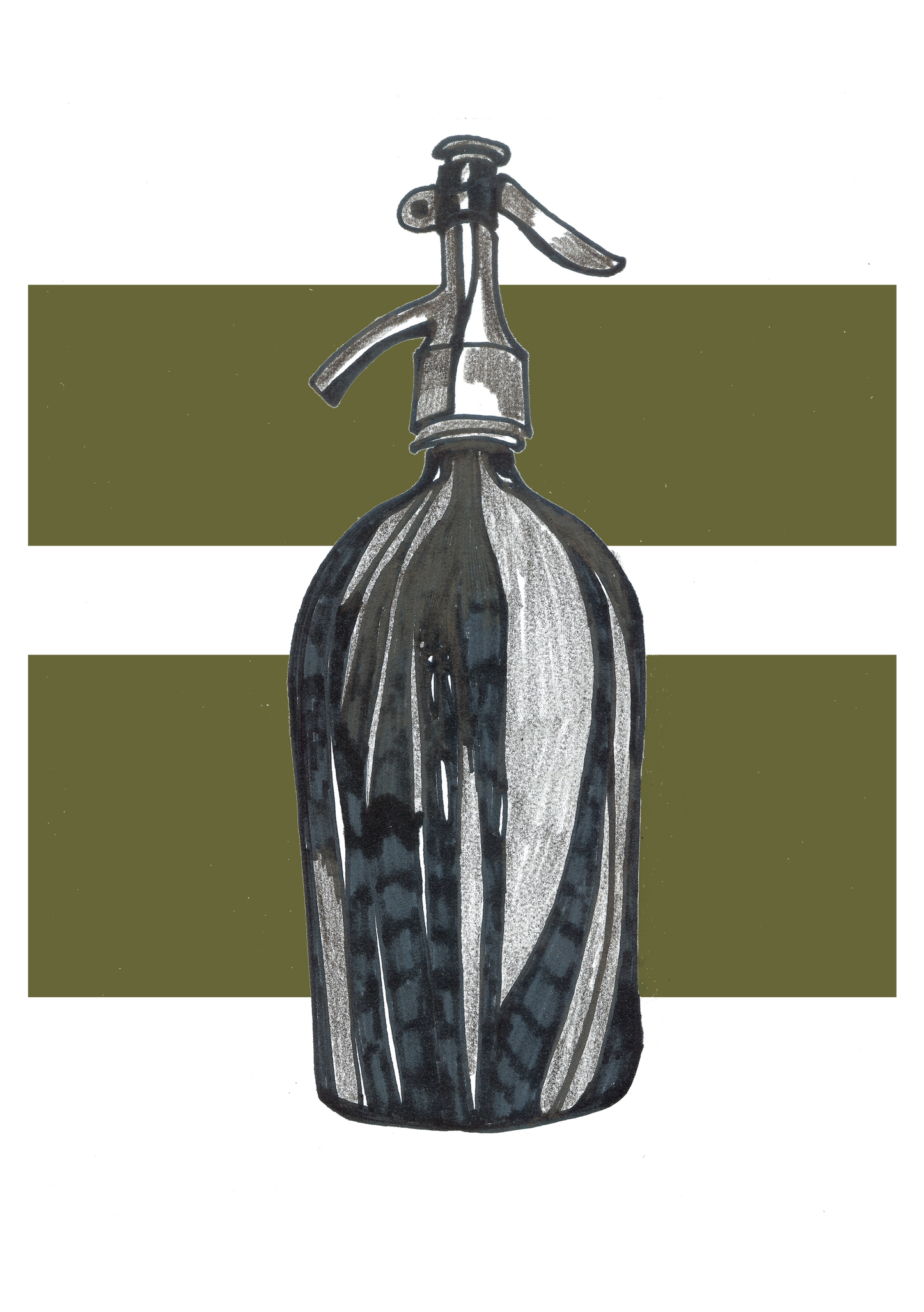 vintage soda bottle - olive green