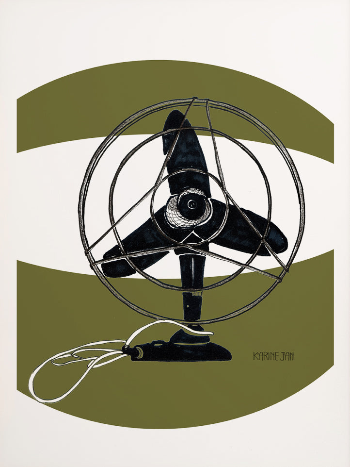 Vintage Fan - olive green