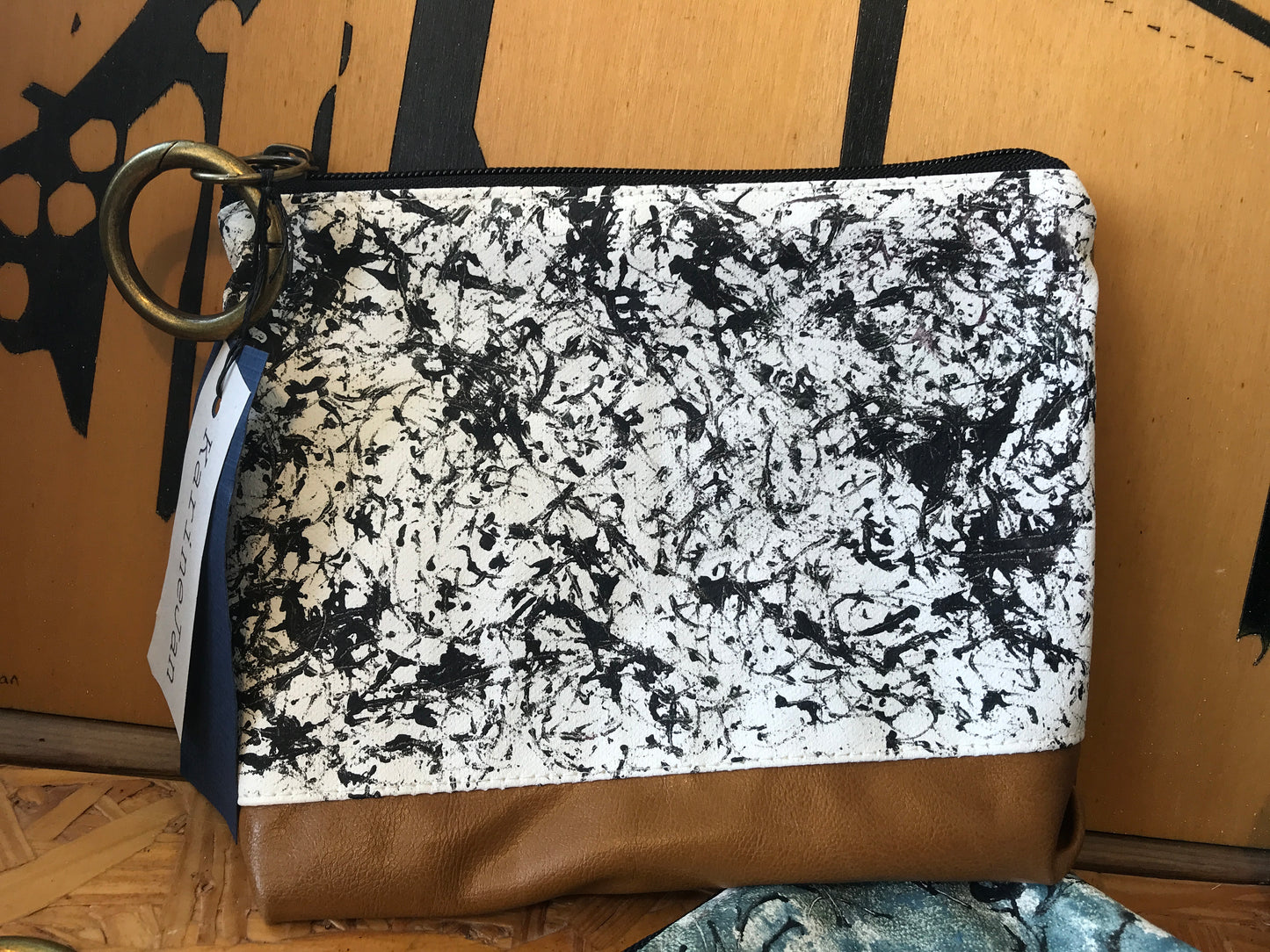 Hand crafted and painted vegan clutch