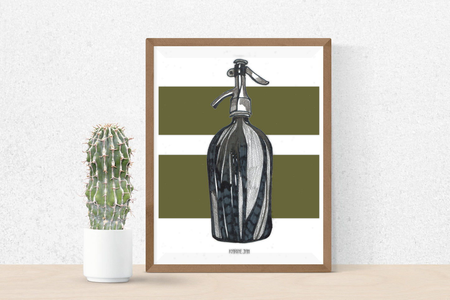 vintage soda bottle - olive green