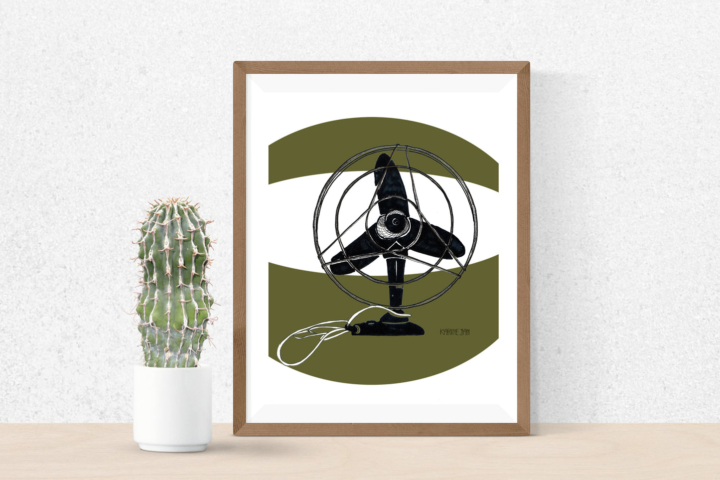 Vintage Fan - olive green