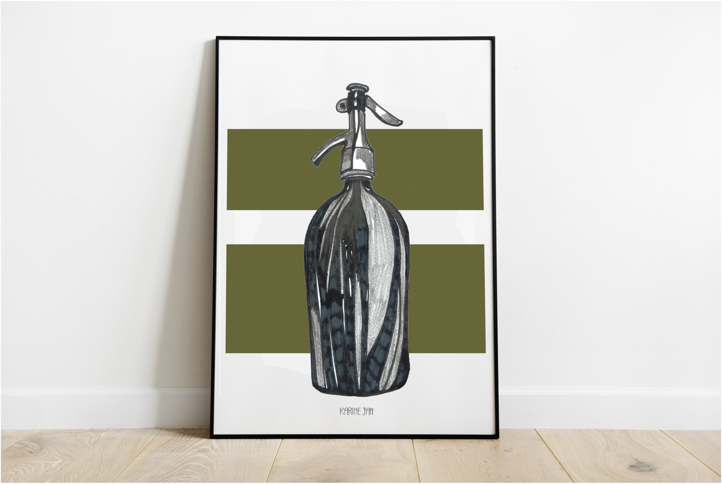 vintage soda bottle - olive green