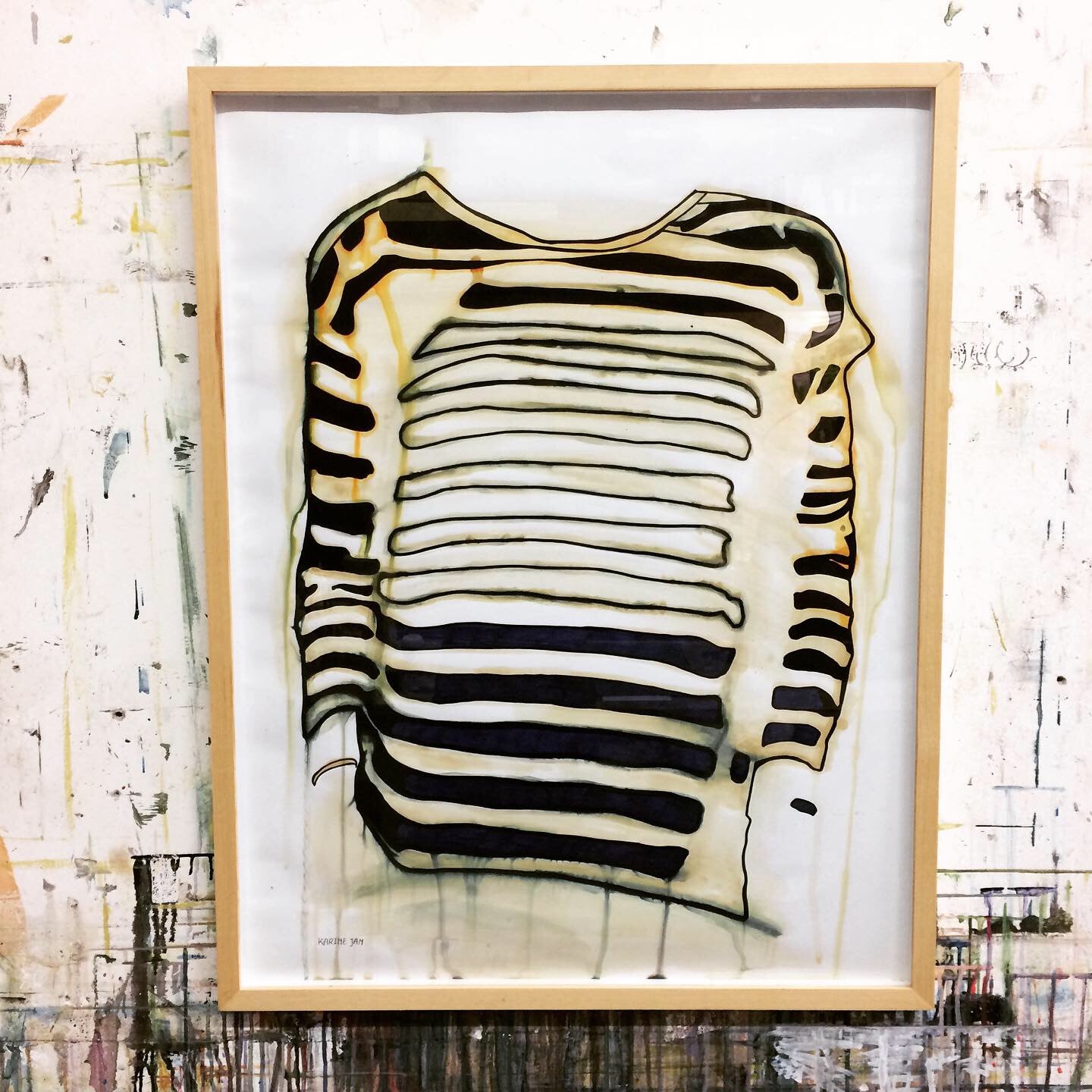 Stripe shirt framed painting
